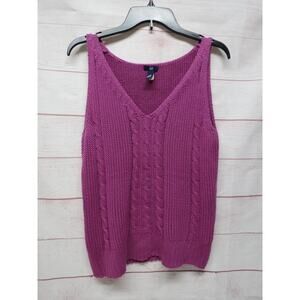 Gap Size Large Purple Cable Knit Tank Sweater Sleeveless 100% Cotton